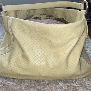 Elegant Cream Woven Leather Tote